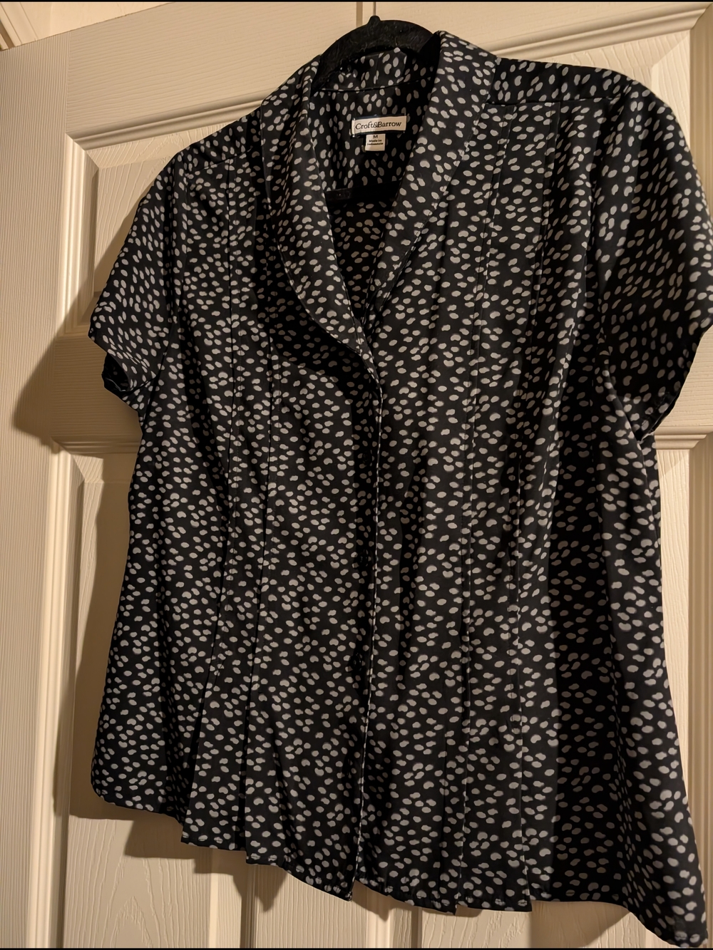 croft & barrow Black and White Dot Short Sleeve Blouse
